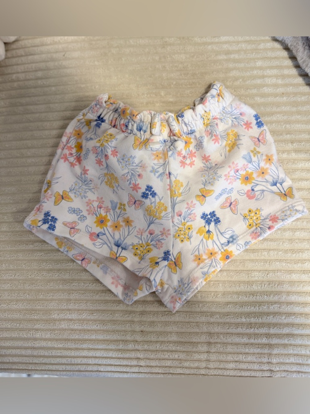 Kids Headquarters Floral Butterfly Print Baby Shorts - Yellow & Blue Accents-2T